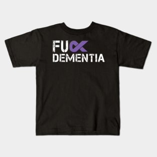 Fuck Dementia Awareness Gift Purple Ribbon Support Warrior Kids T-Shirt